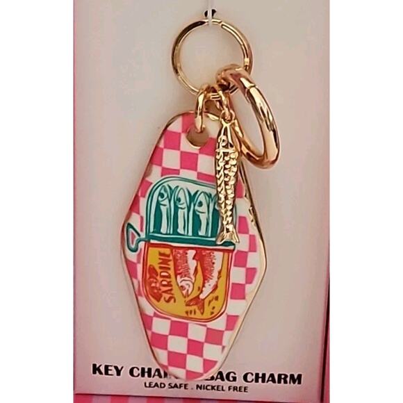 Piper K Handbag Keychain Sardine Can Print Keychain Bag Charm - Picture 2 of 3